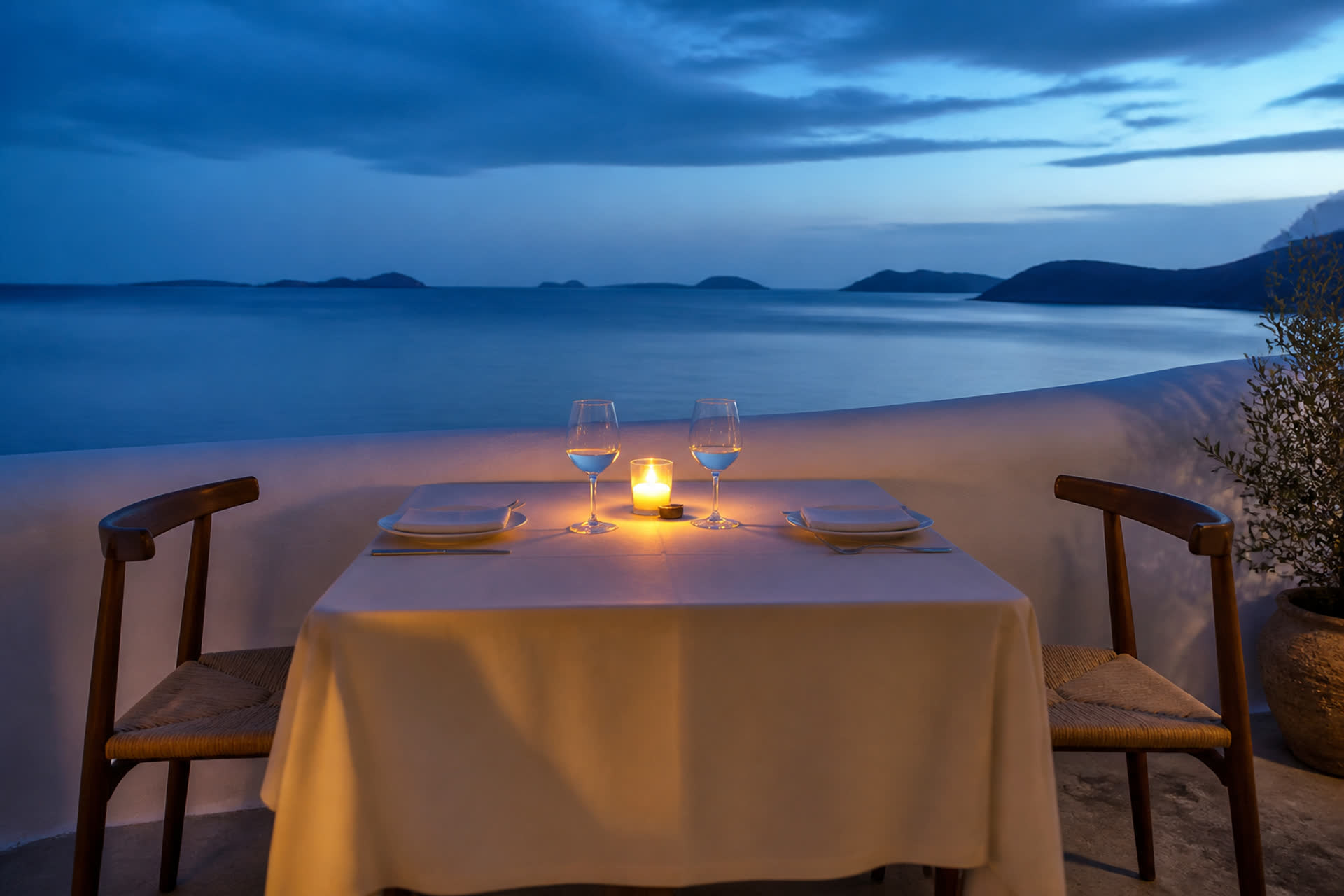 A table for two at blue hour